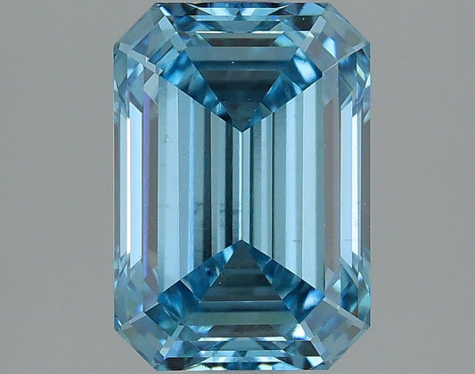 Lab-Grown Emerald Diamond - 2.59 Carats, Fancy Vivid Blue Color, VS2 Clarity - Certified by IGI - Report Number: LG634481132