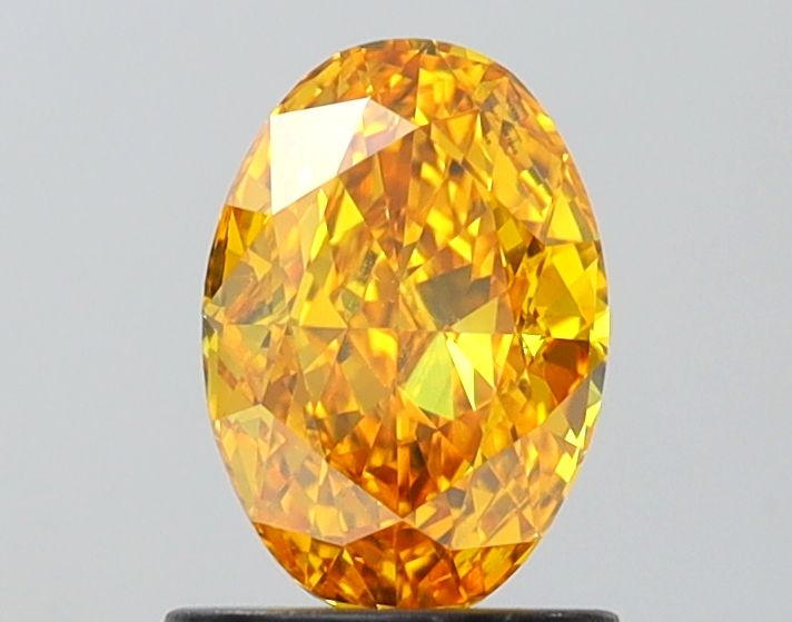 Lab-Grown Oval Diamond - 1.03 Carats, Fancy Vivid Yellow Color, VS1 Clarity - Certified by IGI - Report Number: LG649497848
