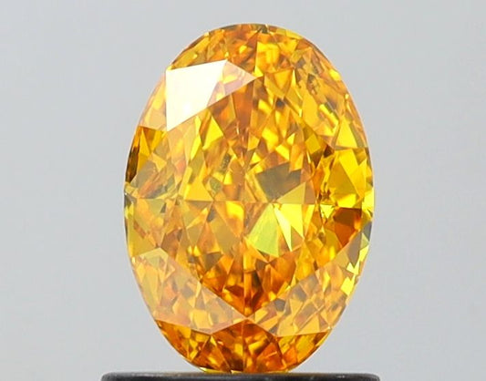 Lab-Grown Oval Diamond - 1.03 Carats, Fancy Vivid Yellow Color, VS1 Clarity - Certified by IGI - Report Number: LG649497848