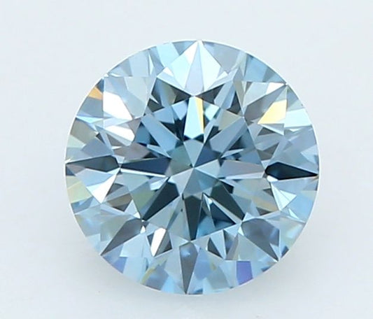 Lab-Grown Round Diamond - 0.47 Carats, Fancy Vivid Blue Color, VVS1 Clarity - Certified by IGI - Report Number: LG663402305
