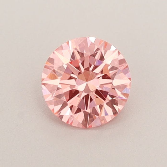 Lab-Grown Round Diamond - 0.44 Carats, Fancy Vivid Pink Color, VS1 Clarity - Certified by IGI - Report Number: LG582357736