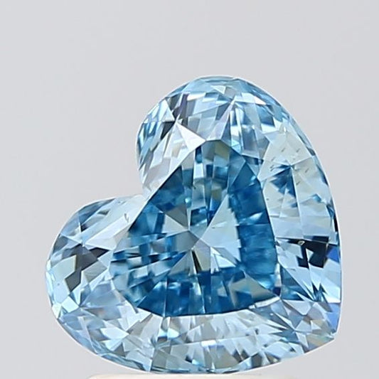 Lab-Grown Heart Diamond - 2.03 Carats, Fancy Vivid Blue Color, VS2 Clarity - Certified by IGI - Report Number: LG686509075