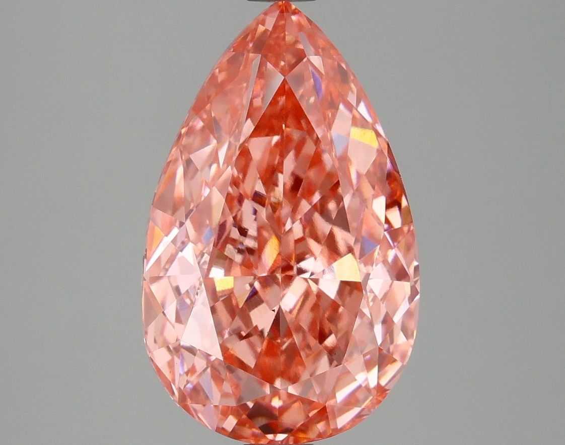 Lab-Grown Pear Diamond - 4.1 Carats, Fancy Vivid Pink Color, VS2 Clarity - Certified by IGI - Report Number: LG677579593