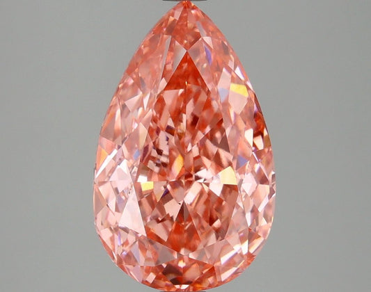 Lab-Grown Pear Diamond - 4.1 Carats, Fancy Vivid Pink Color, VS2 Clarity - Certified by IGI - Report Number: LG677579593