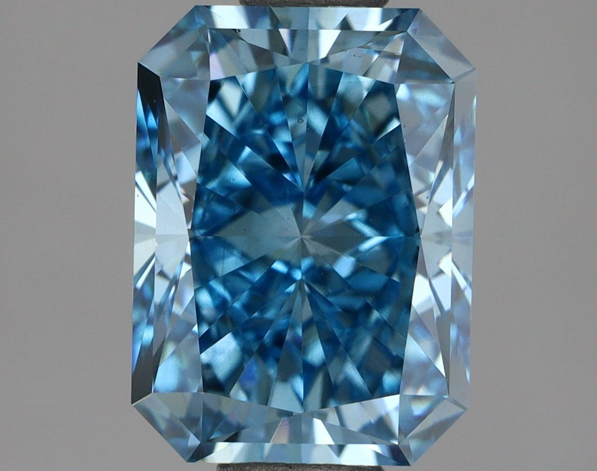 Lab-Grown Radiant Diamond - 2.01 Carats, Fancy Vivid Blue Color, VS1 Clarity - Certified by IGI - Report Number: LG687559785
