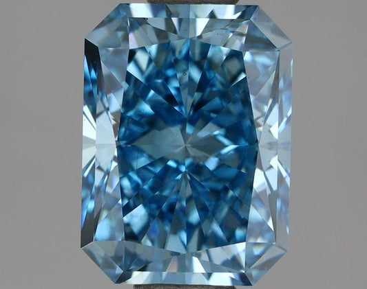 Lab-Grown Radiant Diamond - 2.01 Carats, Fancy Vivid Blue Color, VS1 Clarity - Certified by IGI - Report Number: LG687559785