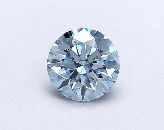 Lab-Grown Round Diamond - 0.93 Carats, Fancy Vivid Blue Color, VS1 Clarity - Certified by IGI - Report Number: LG677505791