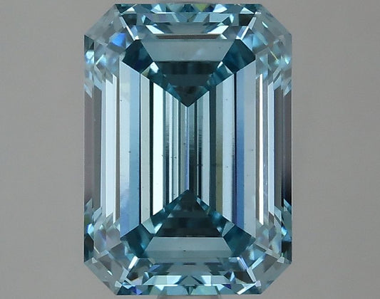 Lab-Grown Emerald Diamond - 3.03 Carats, Fancy Vivid Blue Color, VS1 Clarity - Certified by IGI - Report Number: LG633424097
