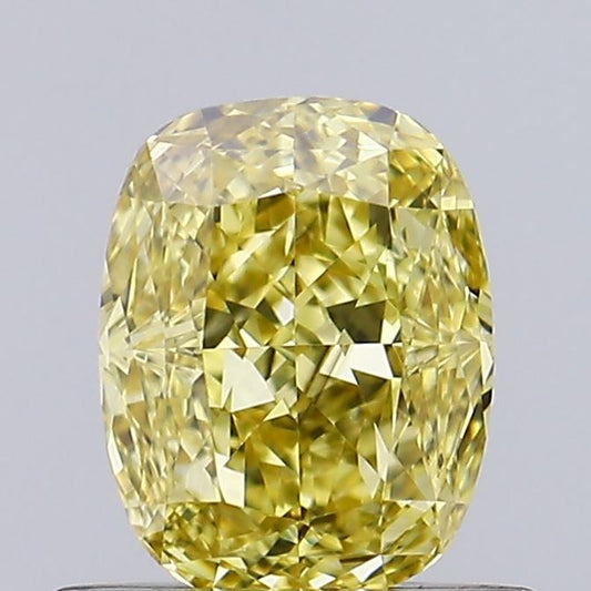 Lab-Grown Cushion Diamond - 0.63 Carats, Fancy Vivid Yellow Color, VS1 Clarity - Certified by IGI - Report Number: LG636476036