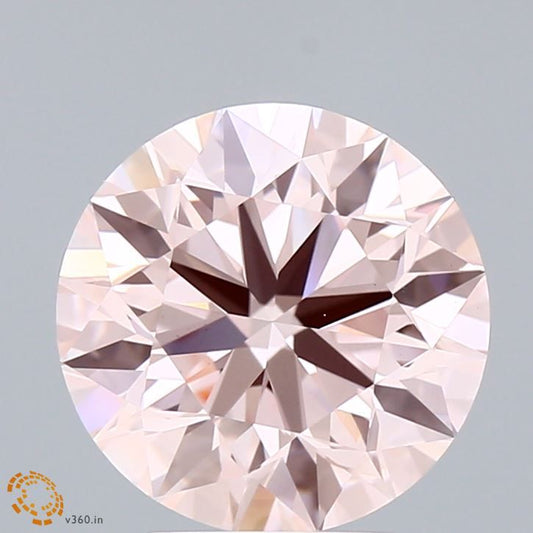 Lab-Grown Round Diamond - 3.02 Carats, Fancy Intense Pink Color, VVS2 Clarity - Certified by IGI - Report Number: LG663412758
