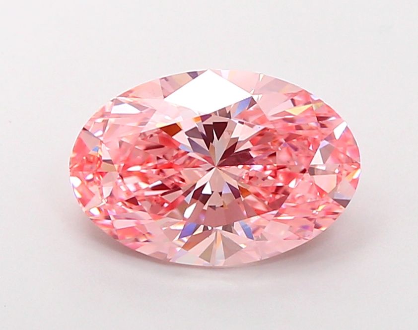 Lab-Grown Oval Diamond - 4.89 Carats, Fancy Vivid Pink Color, VS1 Clarity - Certified by IGI - Report Number: LG691557568