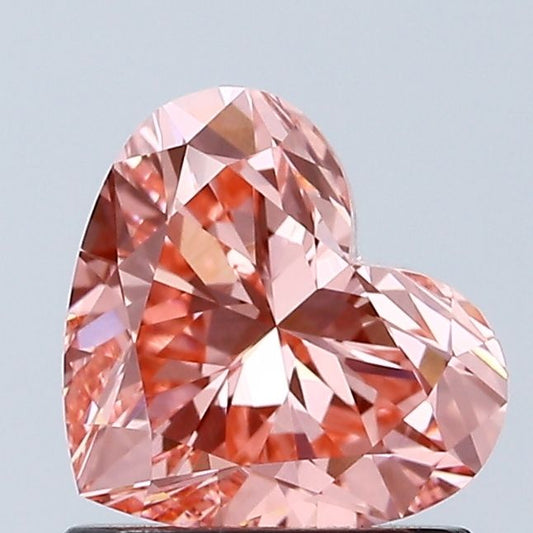 Lab-Grown Heart Diamond - 1.03 Carats, Fancy Vivid Pink Color, VVS2 Clarity - Certified by IGI - Report Number: LG673404428