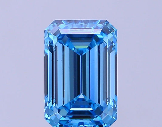 Lab-Grown Emerald Diamond - 4.06 Carats, Fancy Vivid Blue Color, VS1 Clarity - Certified by IGI - Report Number: LG675554928