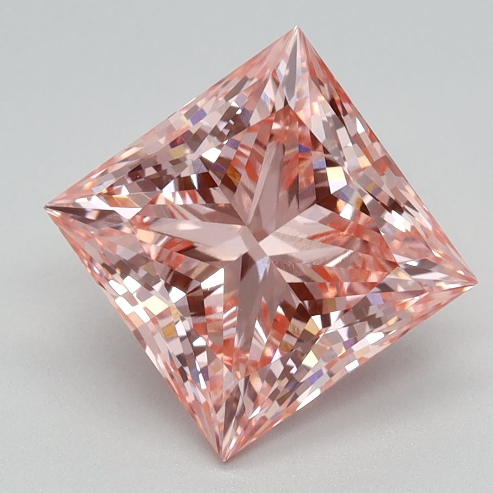 Lab-Grown Princess Diamond - 2.6 Carats, Fancy Vivid Pink Color, VVS2 Clarity - Certified by IGI - Report Number: LG576358869