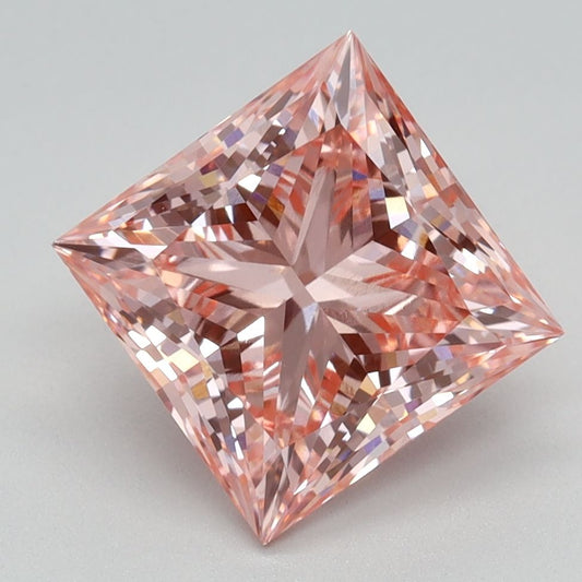 Lab-Grown Princess Diamond - 2.6 Carats, Fancy Vivid Pink Color, VVS2 Clarity - Certified by IGI - Report Number: LG576358869