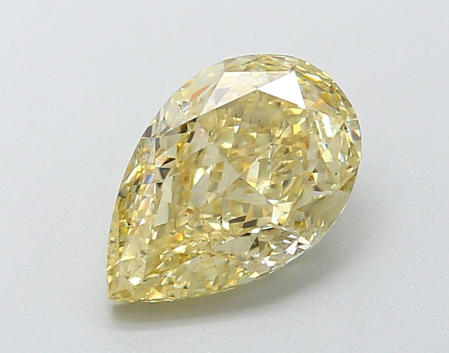 Lab-Grown Pear Diamond - 2.49 Carats, Fancy Intense Yellow Color, VS1 Clarity - Certified by IGI - Report Number: LG642431392