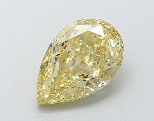 Lab-Grown Pear Diamond - 2.49 Carats, Fancy Intense Yellow Color, VS1 Clarity - Certified by IGI - Report Number: LG642431392