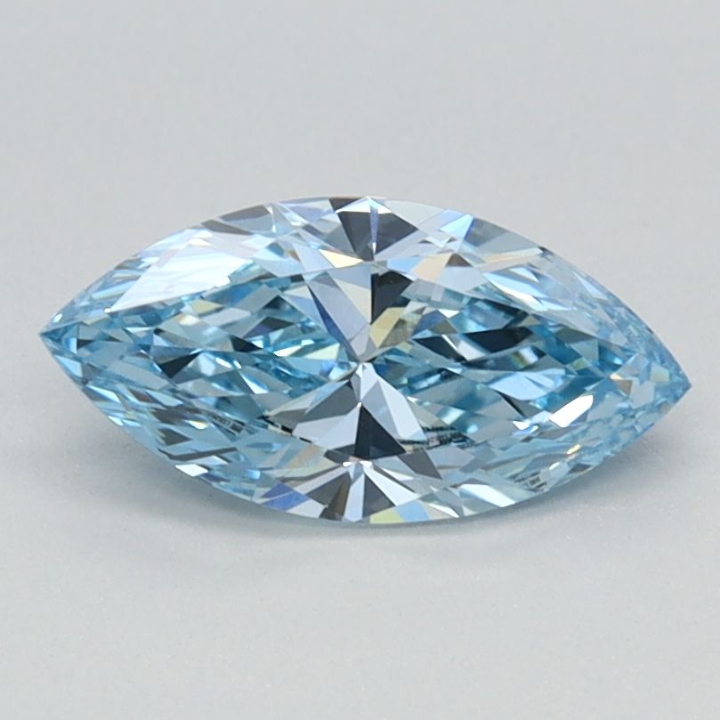 Lab-Grown Marquise Diamond - 0.7 Carats, Fancy Vivid Blue Color, VVS2 Clarity - Certified by IGI - Report Number: LG626424693