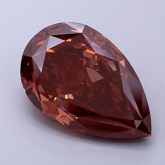 Lab-Grown Pear Diamond - 5.29 Carats, Fancy Deep Brownish Pink Color, VS2 Clarity - Certified by IGI - Report Number: LG648435759