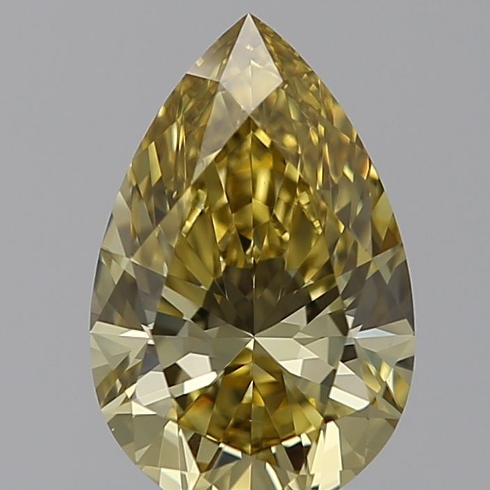 Lab-Grown Pear Diamond - 1.02 Carats, Fancy Intense Gray Yellow Color, VVS2 Clarity - Certified by IGI - Report Number: LG598377696