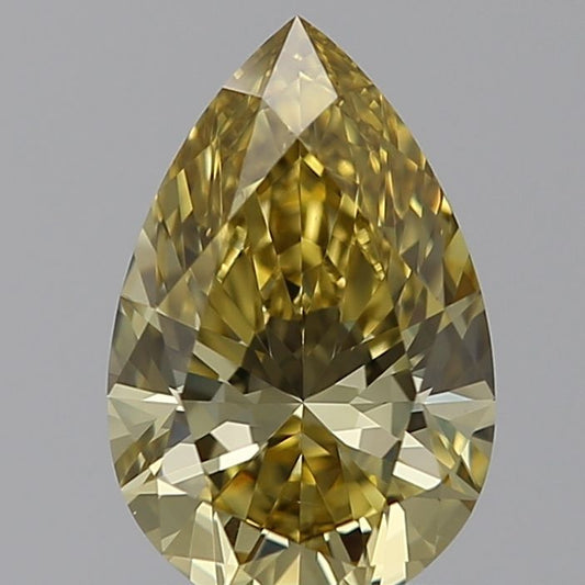Lab-Grown Pear Diamond - 1.02 Carats, Fancy Intense Gray Yellow Color, VVS2 Clarity - Certified by IGI - Report Number: LG598377696