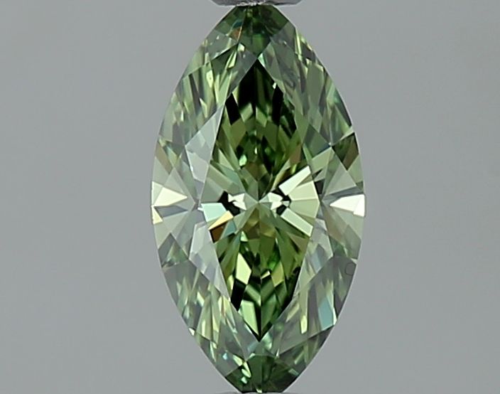 Lab-Grown Marquise Diamond - 0.5 Carats, Fancy Vivid Green Color, VVS2 Clarity - Certified by IGI - Report Number: LG641414352