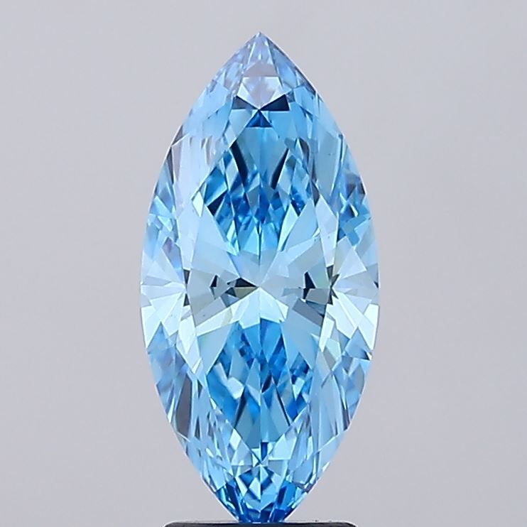 Lab-Grown Marquise Diamond - 3.01 Carats, Fancy Vivid Blue Color, VS1 Clarity - Certified by IGI - Report Number: LG685596919