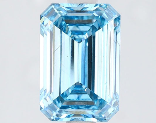 Lab-Grown Emerald Diamond - 2.0 Carats, Fancy Intense Blue Color, VS2 Clarity - Certified by IGI - Report Number: LG618468009