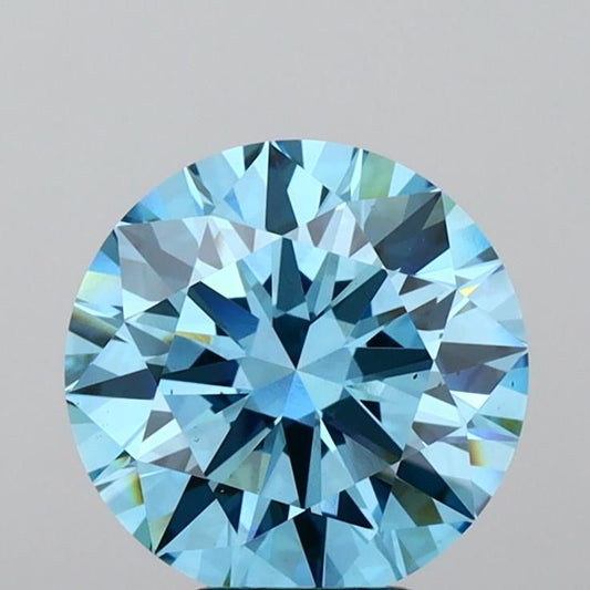 Lab-Grown Round Diamond - 6.01 Carats, Fancy Vivid Blue Color, VS1 Clarity - Certified by IGI - Report Number: LG660473188