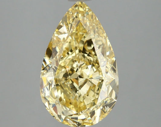 Lab-Grown Pear Diamond - 4.04 Carats, Fancy Vivid Yellow Color, VVS2 Clarity - Certified by IGI - Report Number: LG662416085