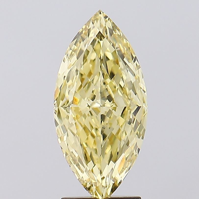 Lab-Grown Marquise Diamond - 3.07 Carats, Fancy Intense Yellow Color, VVS2 Clarity - Certified by IGI - Report Number: LG628436323