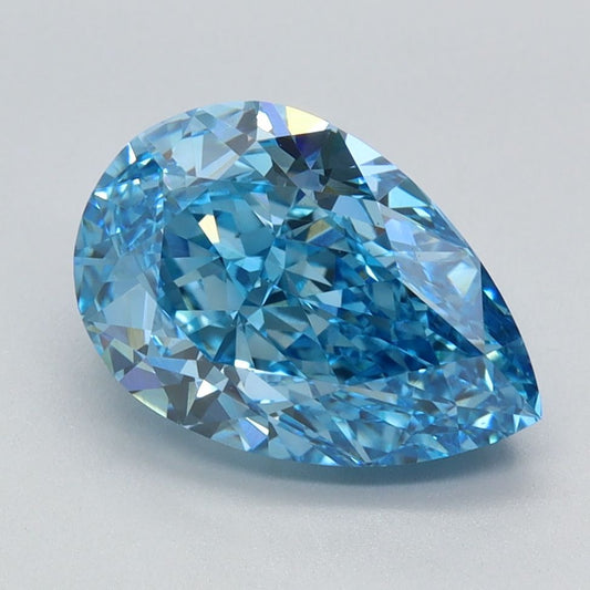 Lab-Grown Pear Diamond - 2.59 Carats, Fancy Vivid Blue Color, VVS2 Clarity - Certified by IGI - Report Number: LG624426701