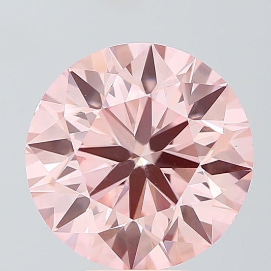 Lab-Grown Round Diamond - 4.99 Carats, Fancy Vivid Pink Color, VS1 Clarity - Certified by IGI - Report Number: LG681573489