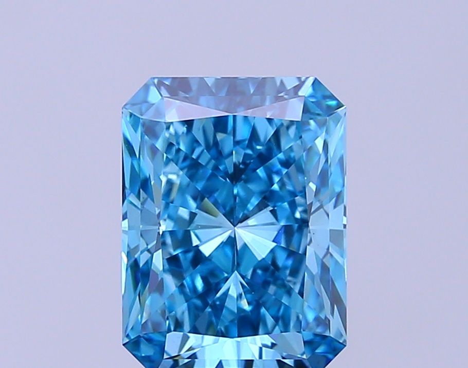 Lab-Grown Radiant Diamond - 3.6 Carats, Fancy Vivid Blue Color, VS1 Clarity - Certified by IGI - Report Number: LG675571481