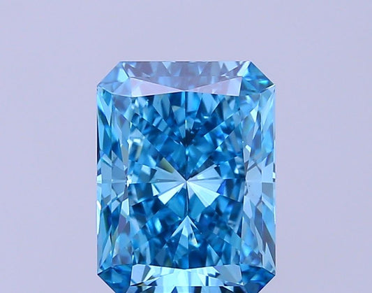 Lab-Grown Radiant Diamond - 3.6 Carats, Fancy Vivid Blue Color, VS1 Clarity - Certified by IGI - Report Number: LG675571481