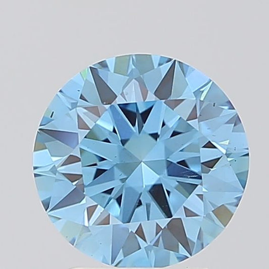 Lab-Grown Round Diamond - 1.98 Carats, Fancy Vivid Blue Color, VS2 Clarity - Certified by IGI - Report Number: LG669470956