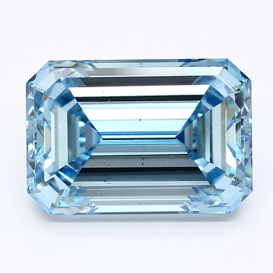 Lab-Grown Emerald Diamond - 5.0 Carats, Fancy Vivid Blue Color, VS2 Clarity - Certified by IGI - Report Number: LG629484097