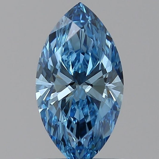 Lab-Grown Marquise Diamond - 0.97 Carats, Fancy Vivid Blue Color, VS1 Clarity - Certified by IGI - Report Number: LG585336461