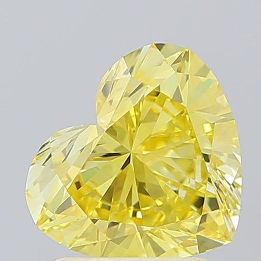 Lab-Grown Heart Diamond - 1.49 Carats, Fancy Vivid Yellow Color, VS1 Clarity - Certified by IGI - Report Number: LG619430746