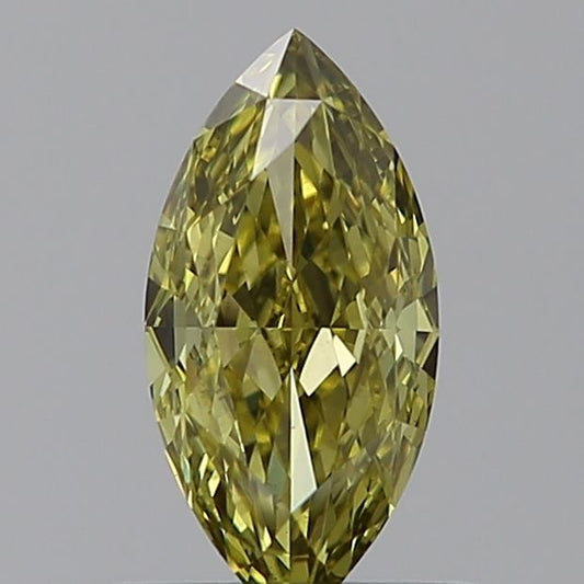Lab-Grown Marquise Diamond - 0.64 Carats, Fancy Gray Yellow Color, VS1 Clarity - Certified by IGI - Report Number: LG595383728