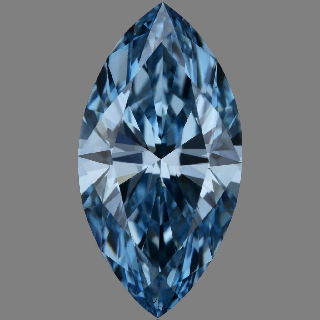 Lab-Grown Marquise Diamond - 2.13 Carats, Fancy Vivid Blue Color, VS1 Clarity - Certified by IGI - Report Number: LG645478200