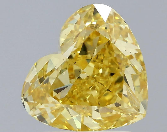Lab-Grown Heart Diamond - 2.55 Carats, Fancy Vivid Yellow Color, VS2 Clarity - Certified by IGI - Report Number: LG634432985