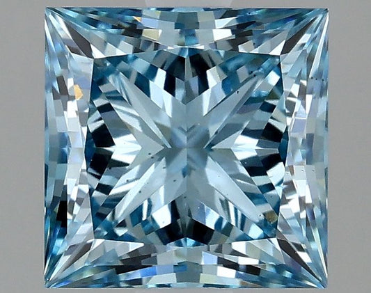 Lab-Grown Princess Diamond - 2.03 Carats, Fancy Vivid Blue Color, VS2 Clarity - Certified by IGI - Report Number: LG635403435