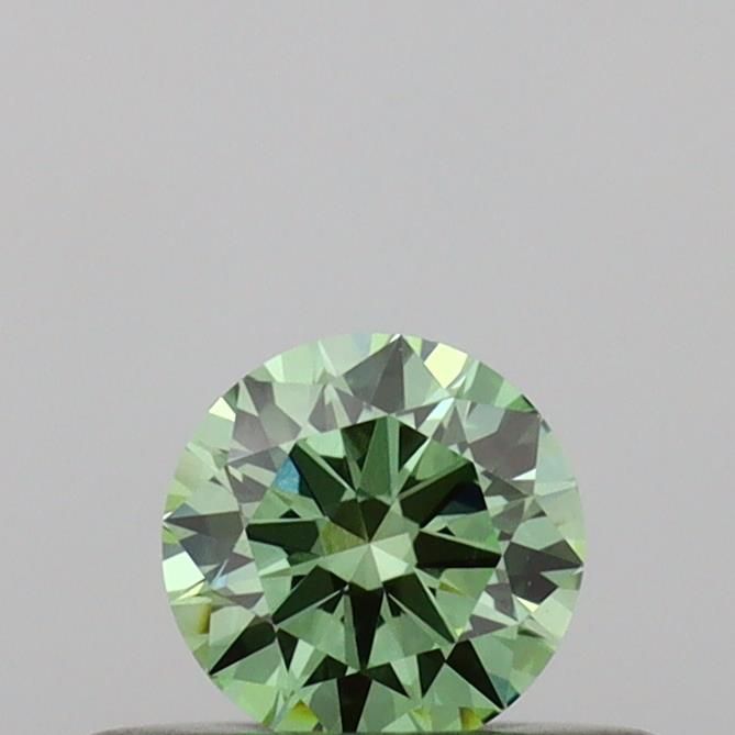 Lab-Grown Round Diamond - 0.26 Carats, Fancy Vivid Green Color, VVS2 Clarity - Certified by IGI - Report Number: LG691561566