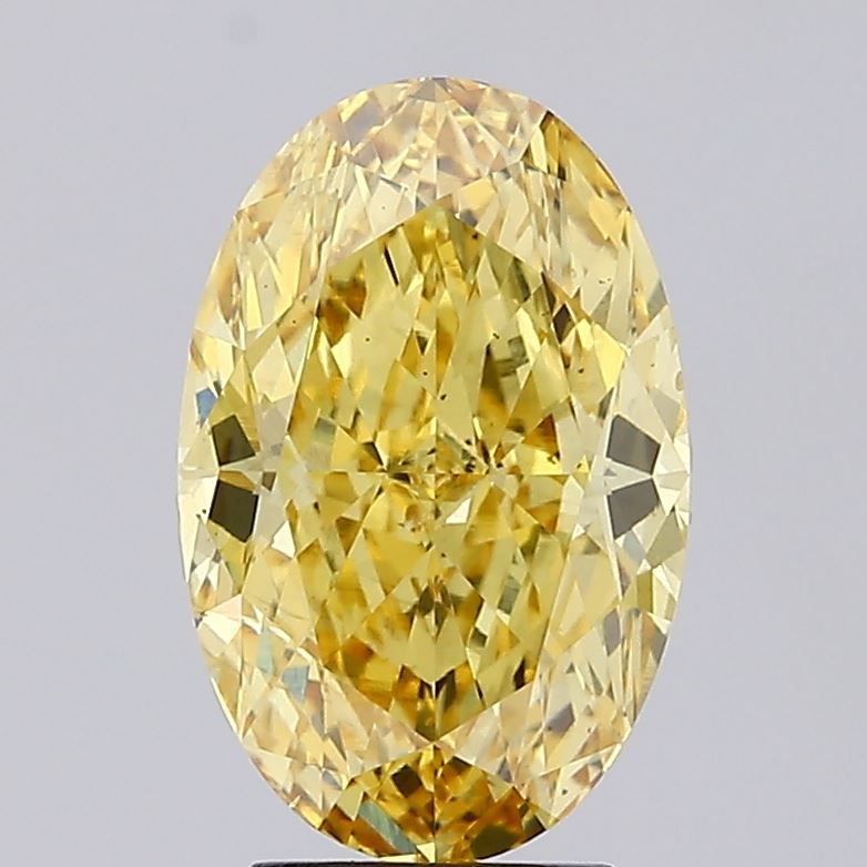 Lab-Grown Oval Diamond - 4.8 Carats, Fancy Vivid Yellow Color, VS2 Clarity - Certified by IGI - Report Number: LG670484780