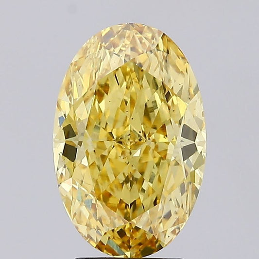 Lab-Grown Oval Diamond - 4.8 Carats, Fancy Vivid Yellow Color, VS2 Clarity - Certified by IGI - Report Number: LG670484780