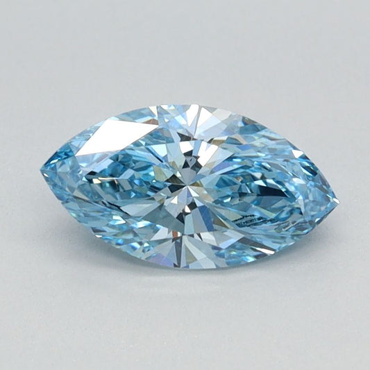Lab-Grown Marquise Diamond - 0.7 Carats, Fancy Vivid Blue Color, VVS2 Clarity - Certified by IGI - Report Number: LG626424679