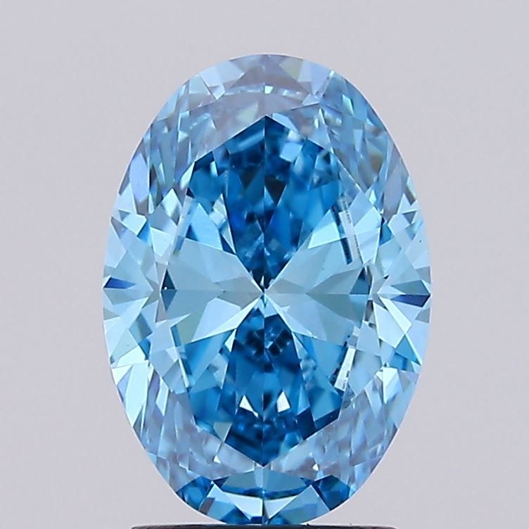 Lab-Grown Oval Diamond - 2.51 Carats, Fancy Vivid Blue Color, VS1 Clarity - Certified by IGI - Report Number: LG675594465