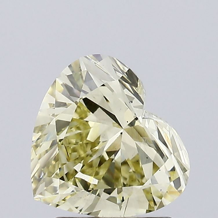 Lab-Grown Heart Diamond - 1.71 Carats, Fancy Yellow Color, VS2 Clarity - Certified by IGI - Report Number: LG627401001