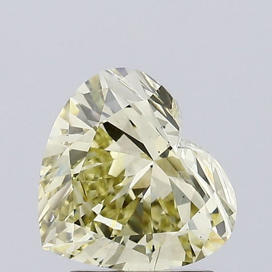Lab-Grown Heart Diamond - 1.71 Carats, Fancy Yellow Color, VS2 Clarity - Certified by IGI - Report Number: LG627401001